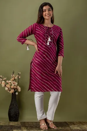 Buy Women's or Girl's Rayon Regular Fit A-Line Striped Lehariya Dress  (Multicolor_M) at Amazon.in
