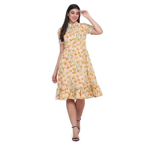 _Off_White_Cotton_Frill_Dress_For_Women_Western_A-Line_Frill_Short_Dress_For_Woman_Dresses_For_Ladies_,_1_Pcs