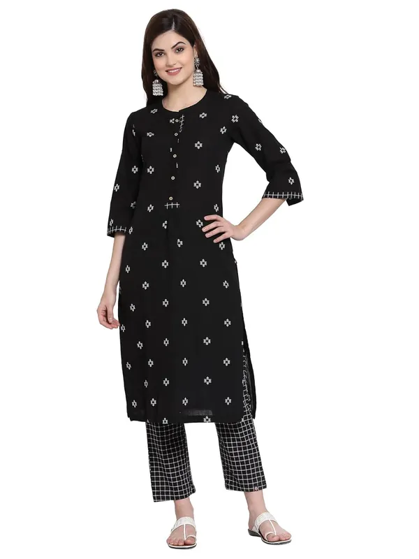 Black_Kurta_Pant_Set_For_Women_Readymade_Straight_Suit_Set_Mangalgiri_Cotton_A-Line_Kurta__Printed_2_Pcs_Set