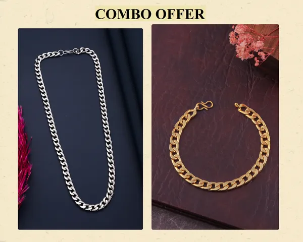 BEAUTIFUL_BRASS_SILVER_CHAIN_AND_GOLD_BRACELET_COMBO_FOR_MENS(PACK_OF_2)