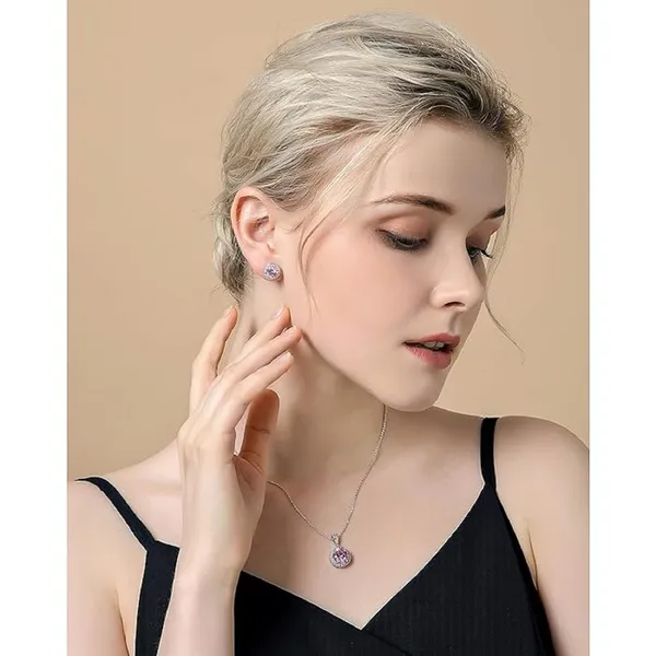 Diamond_Pendant_And_Silver__Plated__Chain_With_Earrings_For_Women/Girls