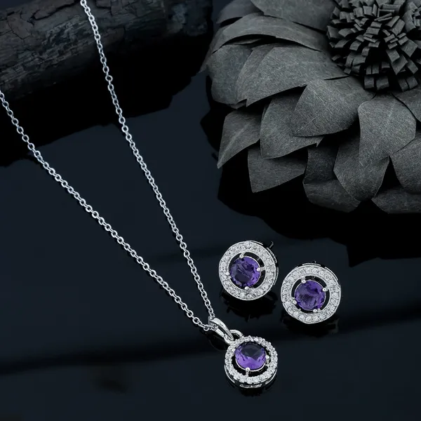 Women_Sterling_Silver_Chain_And_Pendant_With_Earrings_For_Women/Girls