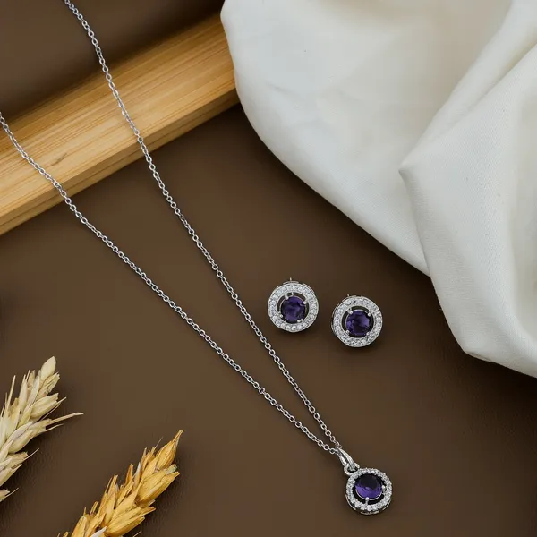 Women_Sterling_Silver_Chain_And_Pendant_With_Earrings_For_Women/Girls