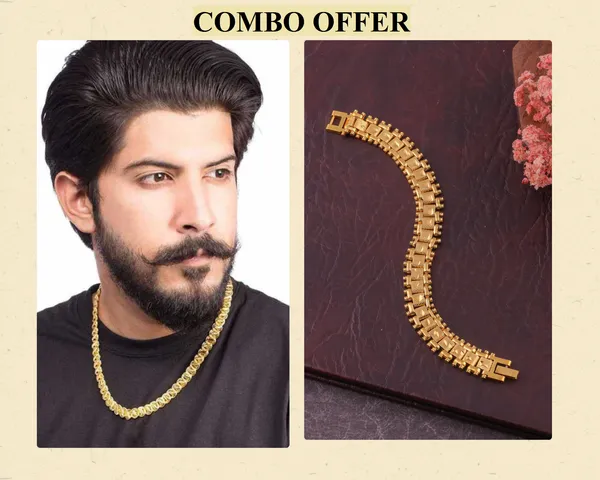 BEAUTIFUL_BRASS_GOLD_CHAIN_AND_GOLD_BRACELET_COMBO_FOR_MENS(PACK_OF_2)