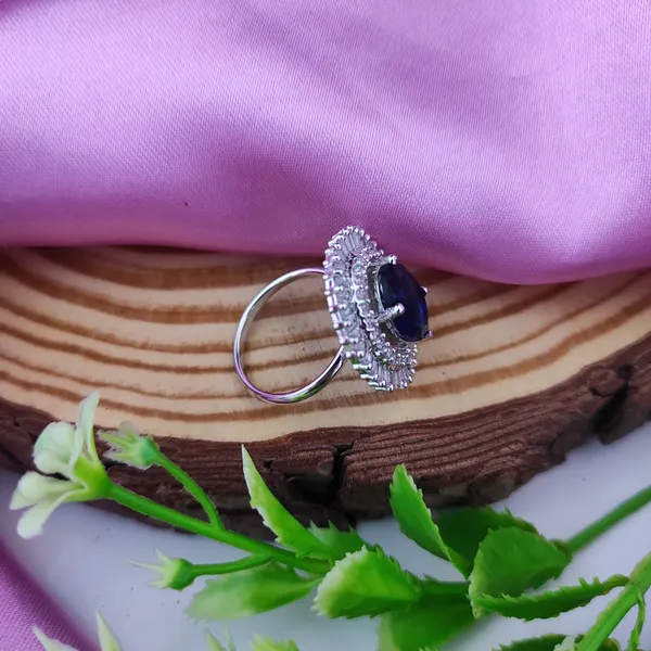Sara_blue_colour_american_diamond_size_adjustable_ring
