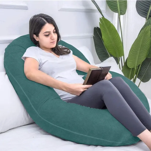 Homerz_Premium_C-Shape_Pregnancy_Pillow_for_Pregnant_Women_|_3_Month_Warranty_|_Maternity_Pillow,_Pregnancy_Gifts_for_Women,_Maternity_Pillows_for_Pregnancy_Sleeping,_Washable_Velvet_Cover(Green)