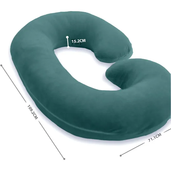 Homerz_Premium_C-Shape_Pregnancy_Pillow_for_Pregnant_Women_|_3_Month_Warranty_|_Maternity_Pillow,_Pregnancy_Gifts_for_Women,_Maternity_Pillows_for_Pregnancy_Sleeping,_Washable_Velvet_Cover(Green)