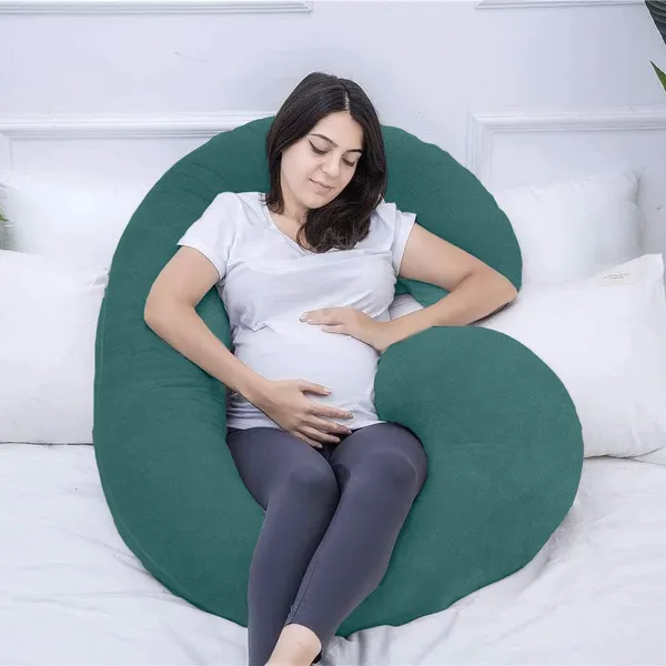 Homerz_Premium_C-Shape_Pregnancy_Pillow_for_Pregnant_Women_|_3_Month_Warranty_|_Maternity_Pillow,_Pregnancy_Gifts_for_Women,_Maternity_Pillows_for_Pregnancy_Sleeping,_Washable_Velvet_Cover(Green)