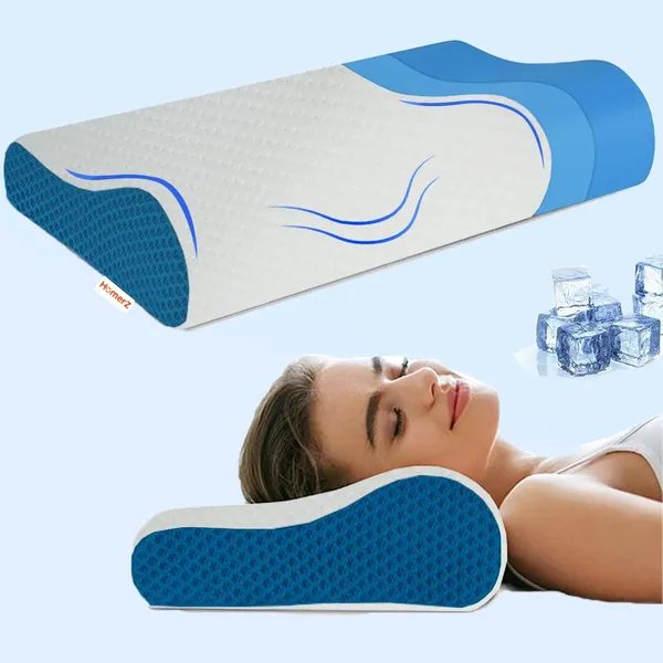 Homerz_Premium_Orthopedic_Cool_Gel_infused_Memory_Foam_Contour_Pillow_for_Neck_and_Shoulder_Pain,_Dual_Height,_Pack_of_2