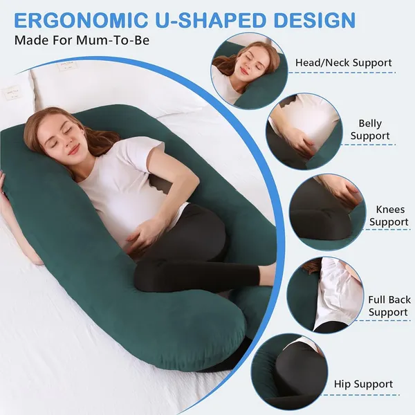 Homerz_Premium_U-Shape_Pregnancy_Pillow_for_Pregnant_Women_|_3_Month_Warranty_|_Maternity_Pillow,_Pregnancy_Gifts_for_Women,_Maternity_Pillows_for_Pregnancy_Sleeping,_Washable_Velvet_Cover(Green)