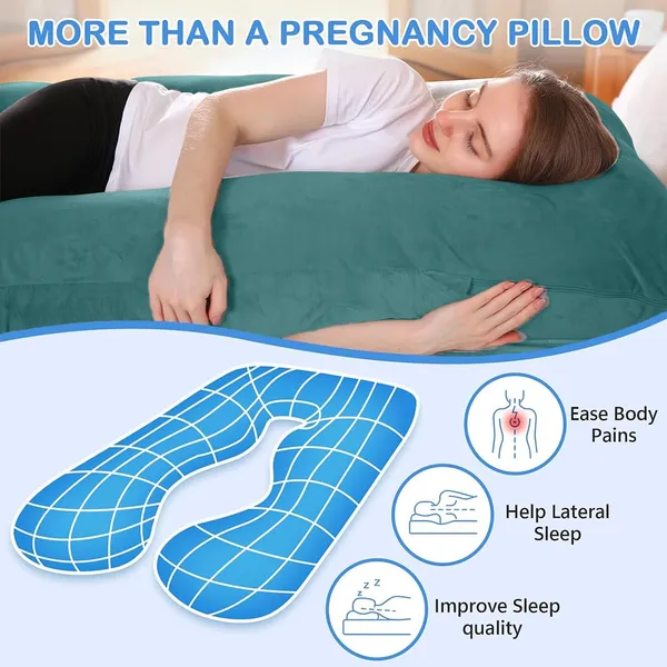 Homerz_Premium_U-Shape_Pregnancy_Pillow_for_Pregnant_Women_|_3_Month_Warranty_|_Maternity_Pillow,_Pregnancy_Gifts_for_Women,_Maternity_Pillows_for_Pregnancy_Sleeping,_Washable_Velvet_Cover(Green)