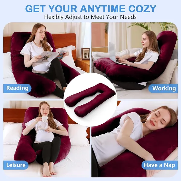 Homerz_Premium_U-Shape_Pregnancy_Pillow_for_Pregnant_Women_|_3_Month_Warranty_|_Maternity_Pillow,_Pregnancy_Gifts_for_Women,_Maternity_Pillows_for_Pregnancy_Sleeping,_Washable_Velvet_Cover(Maroon)