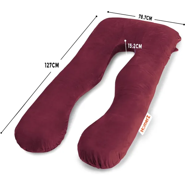 Homerz_Premium_U-Shape_Pregnancy_Pillow_for_Pregnant_Women_|_3_Month_Warranty_|_Maternity_Pillow,_Pregnancy_Gifts_for_Women,_Maternity_Pillows_for_Pregnancy_Sleeping,_Washable_Velvet_Cover(Maroon)
