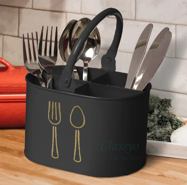 Classyo Classyo Metal Cutlery Holder Spoon Stand for Kitchen, Spoon  Holder for Kitchen, Cutlery holder for dining table (Black) Price in India  Buy