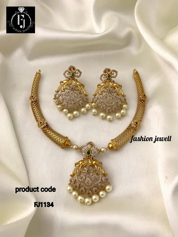 Shruti_Peacock_CZ_Antique_Necklace_Set