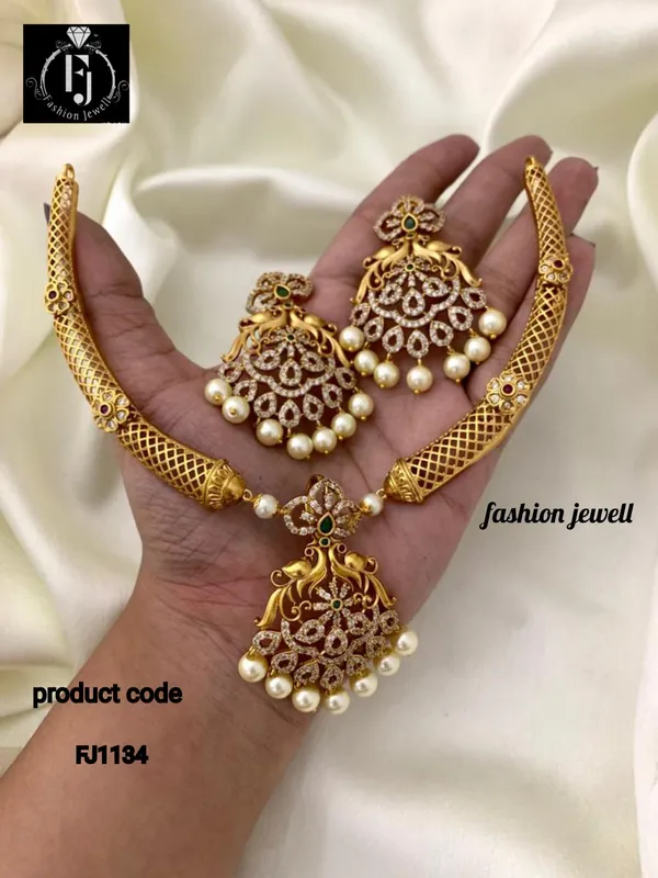 Shruti_Peacock_CZ_Antique_Necklace_Set