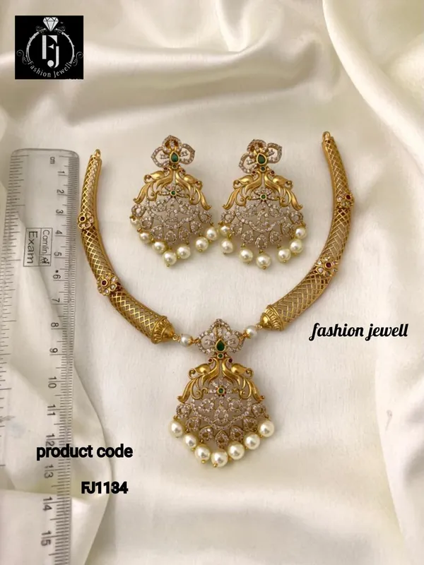Shruti_Peacock_CZ_Antique_Necklace_Set