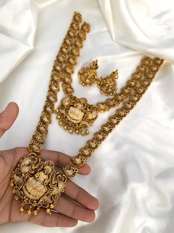 Deepna_antique_laxmi_long_&_short_necklace_set