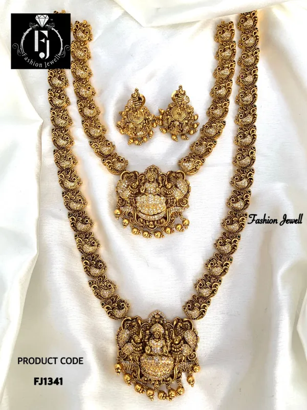 Deepna_antique_laxmi_long_&_short_necklace_set