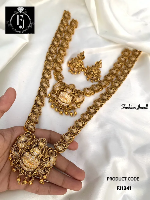 Deepna_antique_laxmi_long_&_short_necklace_set
