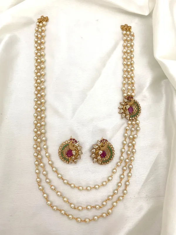 Celina_3_layer__Peacock_design_necklace_set_with_earring