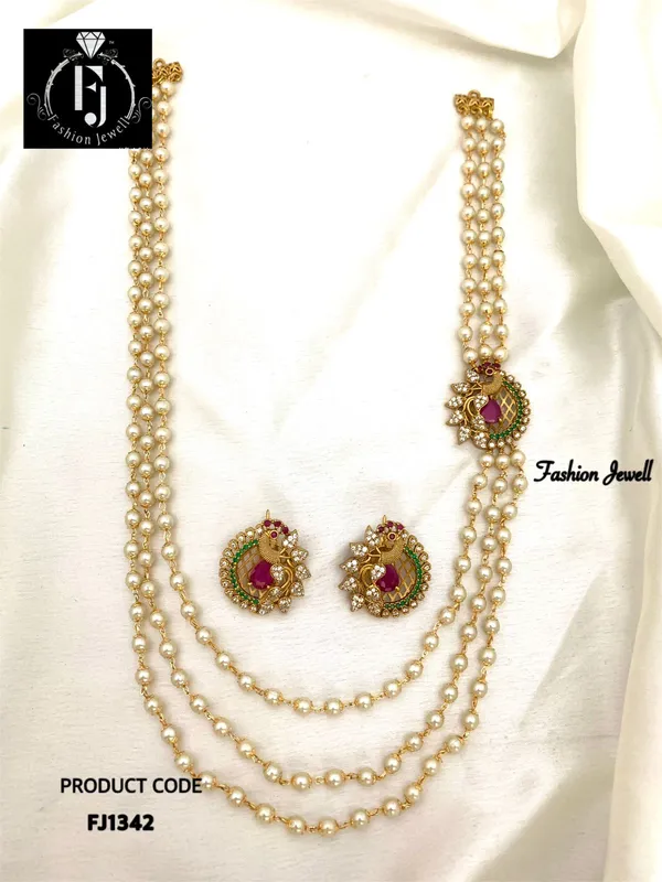 Celina_3_layer__Peacock_design_necklace_set_with_earring