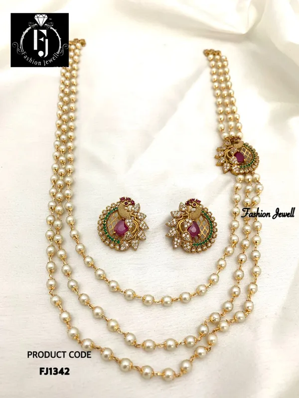 Celina_3_layer__Peacock_design_necklace_set_with_earring