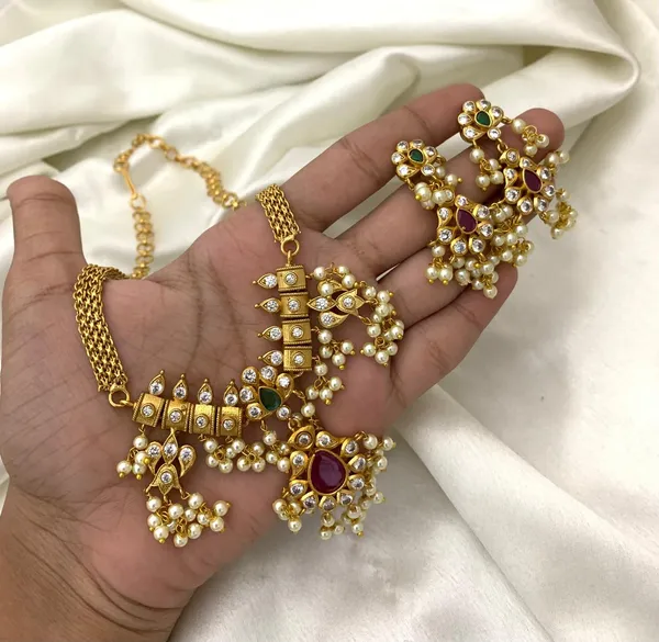 Trendy_look_Guttapusalu_Chain_style_Necklace_set