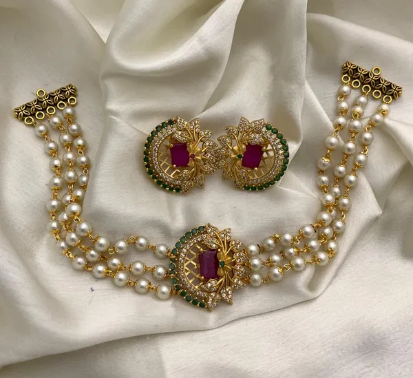 Fashion Jewell Traditional Flower designed High Neck Choker set Price in India Buy Fashion Jewell Traditional Flower designed High Neck Choker set online at undefined