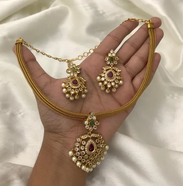 Trendy_Ad_Matte_finish_Pendant_Chain_style_Necklace_set