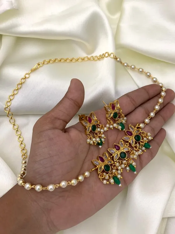 ANAN_LOTUS_MOTIF_PEARL_NECKLACE_SET
