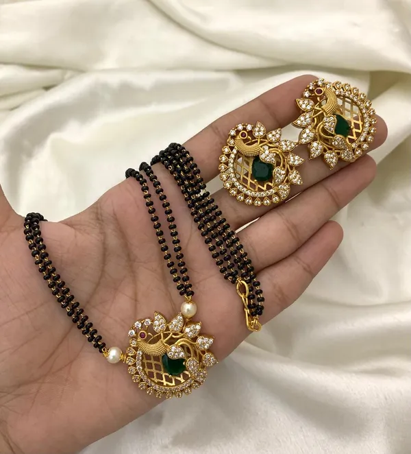 Ethnic_Peacock_design_Mangalsutra_with_Matching_Earring