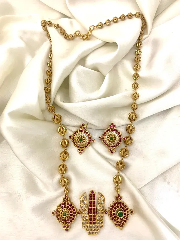 Ethnic_Perumal_Design_Ball_Chain_Necklace_Set_For_Women.