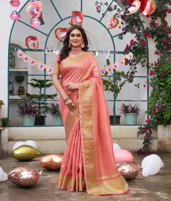 Sumitra_Gold_Pink_Couple_Set_Saree_and_Kurta