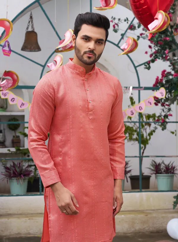 Sumitra_Gold_Pink_Couple_Set_Saree_and_Kurta