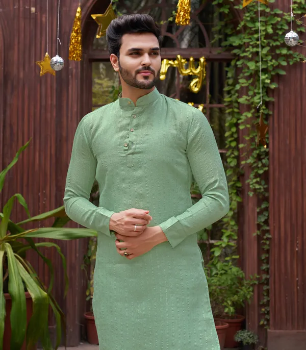 Bansri_Gold_Teal_Couple_Set_Saree_and_Kurta