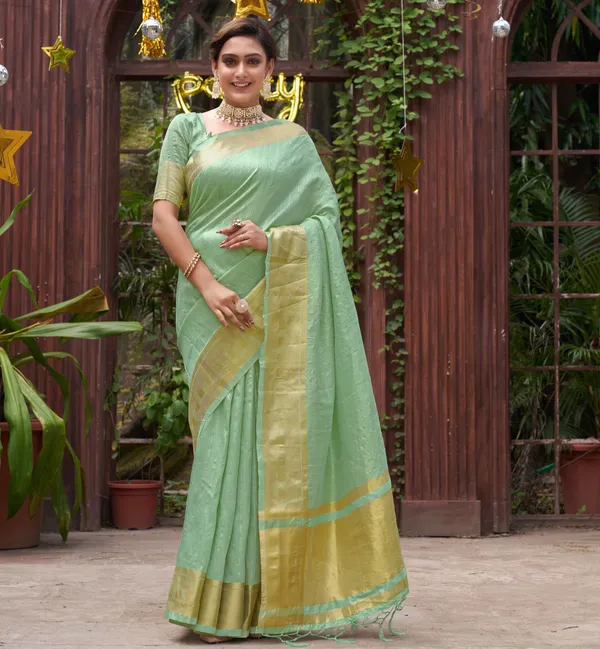 Bansri_Gold_Teal_Couple_Set_Saree_and_Kurta