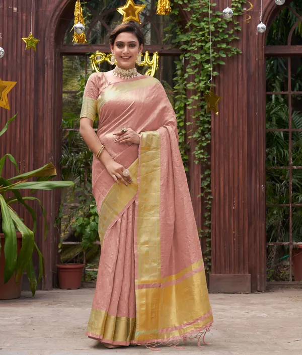 Bansri_Gold_Pink_Couple_Set_Saree_and_Kurta