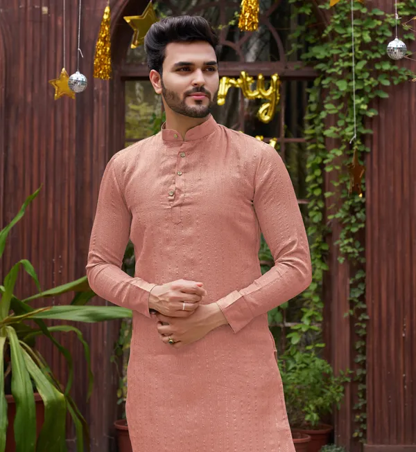 Bansri_Gold_Pink_Couple_Set_Saree_and_Kurta
