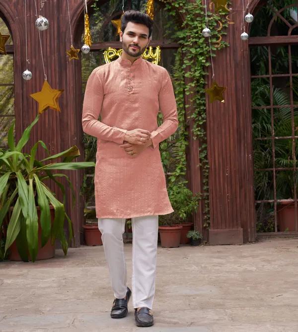 Bansri_Gold_Pink_Couple_Set_Saree_and_Kurta