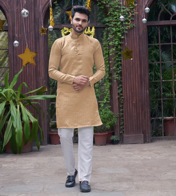 Bansri_Gold_Cream_Couple_Set_Saree_and_Kurta