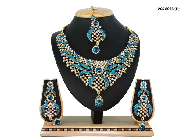 Stone_Studded_Necklace_Set_For_Women_|_Designer_Jewelry_Set_with_Earring_|_Sky_Blue_and_White