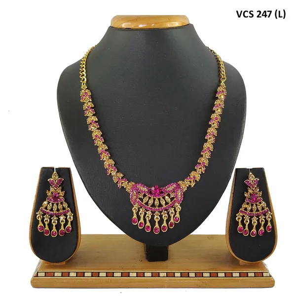 Alloy_Gold_Plated_Jewel_Set_|_Stone_Studded_Necklace_Set_For_Women_|_Pink_and_Gold