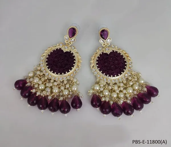 Gold_Plated_Kundan_and_Beads_Dangler_Earrings_for_Women__|_Purple