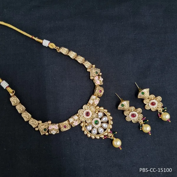 Gold_Plated_Meenakari_Necklace_Set_|_Royal_Antique_Design_Copper_Choker_Set_For_Women_|_Ruby_and_Green