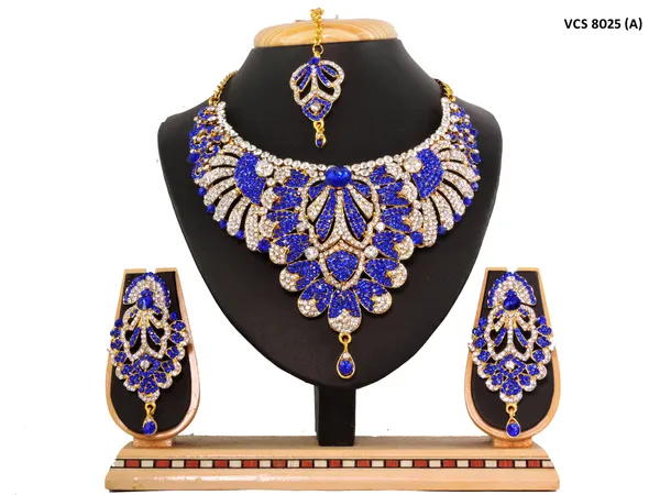 Stone_Studded_Necklace_Set_For_Women_|_Designer_Jewelry_Set_with_Earring_|_Blue_and_White