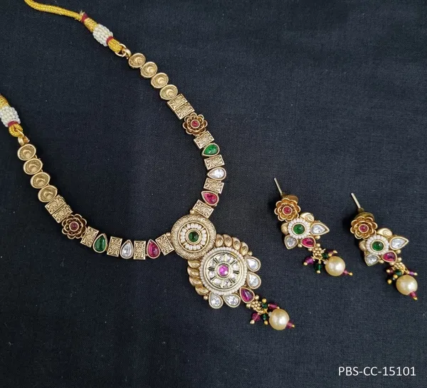 Gold_Plated_Meenakari_Necklace_Set_|_Royal_Antique_Design_Copper_Choker_Set_For_Women_|_Ruby_and_Green