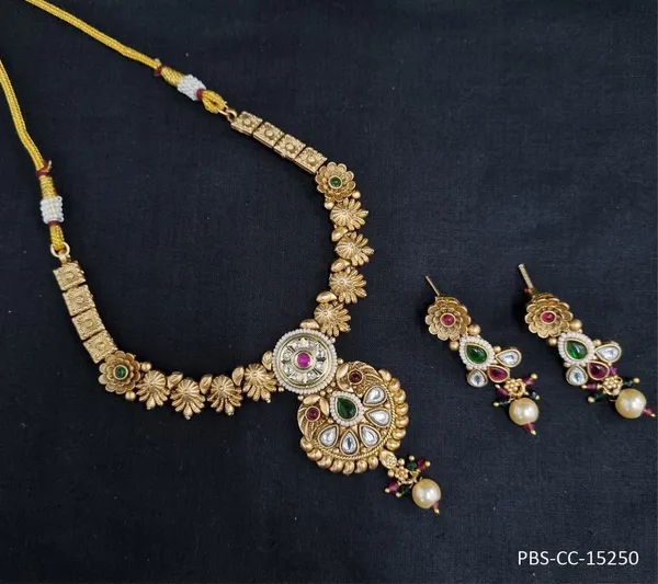 Gold_Plated_Meenakari_Necklace_Set_|_Royal_Antique_Design_Copper_Choker_Set_For_Women_|_Ruby_and_Green