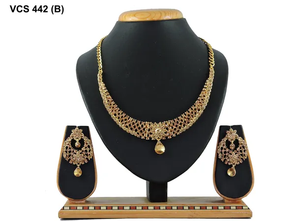Stone_Studded_Necklace_Set_For_Women_|_Designer_Jewelry_Set_with_Earring_|_Pink_and_White