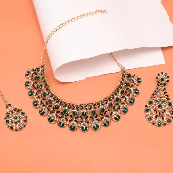 Alloy_Gold_Plated_Jewel_Set_|_Stone_Studded_Necklace_Set_For_Women_|_Green_and_Gold